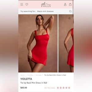 NWT Oh Polly Violetta Tie Up Back Mini Dress in Red Size 6